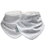 Bebekler ve Yeni Yürümeye Başlayan Çocuklar için Cheeky Chompers Baskılı Bebek Önlükleri - İkiz Paket - Bandana Atkısı Tarzı Salya Önlüğü - Erkek ve Kız Bebek İçin - Boyun Kerbibi Tasarımı (Her Bulut)