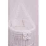 Bebekonfor, Uyku Seti–Sepet Beşik için,%100 Pamuklu Kumaş, Oeko Tex, Yataklı, Cibinlikli, 50x90 cm, 5 Parça, Bebek Nevresim Takımı, Yeni Doğan Bebeklere Uygun (Beyaz Fransız)