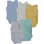 Bebelino Askılı Basic Bisiklet Yaka Atlet Çıtçıtlı Badi 5li Paket 0-48 Ay - 3 - 6 Ay - Beyaz - Kırmızı - Yeşil - Sarı - Mavi