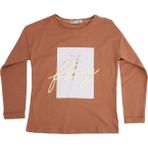 Bebelop Baskılı Bisiklet Yaka Uzun Kollu T-Shirt - 5 Yaş - Kahve
