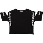 Bebelop Baskılı Omzu Açık T-Shirt - 8 Yaş - Siyah