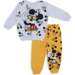 Bebelop Erkek Çocuk Mickey Mouse Gözlüklü Baskılı 2'li Alt Üst Takım - 9 Ay - Sarı