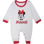 Bebelop Kız Bebek Mickey Mouse Baskılı Çıtçıtlı Uzun Kol Tulum - Kırmızı - 3 Ay