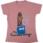 BEBELOP Kız Çocuk Bisiklet Yaka Baskılı T-shirt KAHVERENGİ 12 YAŞ