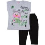 Bebelop Kız Çocuk Bisiklet Yaka Kısa Kollu T-shirt GRİ 12 YAŞ