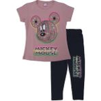 Bebelop Kız Çocuk Kareli Mickey Mouse Baskılı Alt Üst Eşofman Takımı - Kahverengi - 5 Yaş