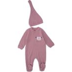 Bebelop Unisex Bebek Hayvan Nakışlı Raporlu Çıtçıtlı Şapkalı Patikli Tulum - Kiremit - 9 Ay