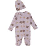 Bebelop Unisex Bebek Winie The Pooh Baskılı Şapkalı Çıtçıtlı Patikli Tulum - Pembe - 3 Ay