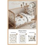 Bebelz Park Yatak %100 Pamuk Sevimli Ayıcık Ve Uçak Desenli Bebek Nevresim Takımı 3’lü Set(80x110)