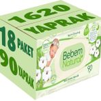Bebem Natural Narin Dokunuş 18x90 Adet Plastik Kapaklı Islak Bebek Mendili