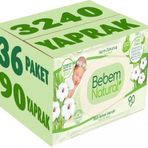 Bebem Natural Narin Dokunuş 36x90 Adet Plastik Kapaklı Islak Bebek Mendili