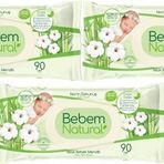 Bebem Natural Narin Dokunuş 3x90 Adet Plastik Kapaklı Islak Bebek Mendili