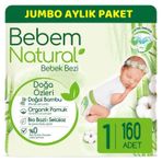 Bebem Natural No:1 Yenidoğan 160 Adet Bebek Bezi