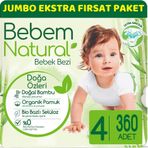Bebem Natural No:4 Maxi 360 Adet Bebek Bezi