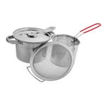 BEBEMOKO 1 Set Paslanmaz Çelik Fritöz Kiti Fry Sepet Ve Kapak Çift Teslim Kızartma Potu Filtre Net Çok Kullanım Pişirme Tenceresi