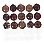 BEBEMOKO 1 Set Vintage Ahşap Çerçeve Kolye Tepsisi Kendin Yap Takı Yapımı İçin Kolye Tepsileri Takı Yapımı Malzemeleri Kubbe Kapaklı Boş Ahşap Çerçeve