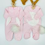 Beberazzi Tavşan Temalı Üçlü Bebek Hastane Çıkışı Set Pembe Renk 0 - 3 Ay Erkek Kız Çocuk İçin - Açık Pembe