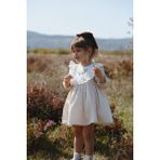 Bebesev Kız Bebek Elbise Astarlı Saten Günlük Stil Midi Rahat Silüet Özel Olaylar İçin - Krem - 1 - 2 Yaş