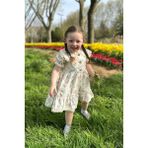 Bebesev Kız Bebek Elbise Kız Çocuk Elbise Doğum Günü Parti Düğün Elbise Tüllü Kısa Kol astarlı elbise - 1 - 2 Yaş - Krem