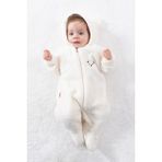 Bebesev Welsoft Peluş Unisex Fermuarlı Kışlık Bebek Uyku Tulumu Bebek Tulumu Çocuk Tulumu Çocuk Kostümü Tlmayk - 6 - 9 Ay - Beyaz