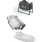 Bebetrend Babynest Yatak ve Yastık+ Sallanır Sepet Beşik Ipek Fileli Bebek Beşiği Hamak 2 Li Set - Antrasit