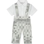 Bebetto Dokuma Askılı Pantolon 2li Takım (Square Boy) Gri - 18 - 24 Ay