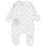 Bebetto Interlok Patikli Fermuarlı Tulum Baskılı (Flowers/25) Lila - 0 - 3 Ay
