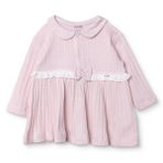 Bebetto Kız Bebek Elbise Çıtçıtlı Fırfırlı Yaka Uzun Kol - Pembe