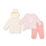 Bebetto Kız Bebek Sweatshirt-Hırka-Alt Çiçek Baskılı Fermuarlı Bisiklet Yaka Uzun Kol Patiksiz - Gül Kurusu