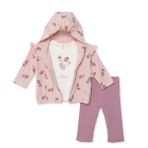 Bebetto Kız Bebek Sweatshirt-Hırka-Alt Meyve Baskılı Fermuarlı Bisiklet Yaka Uzun Kol Patiksiz - Gül Kurusu