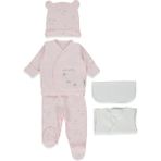 Bebetto Organik Interlok Premature Zıbın Set 5li (Organıc Sleepy Sheepy) Pembe - Prematüre