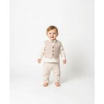 Bebeva Baby Erkek Bebek %100 Pamuklu Ay Kırınıklı Yelek Pantolon ve Body 3'lü Alt Üst Takım - Gri - 12 - 18 Ay