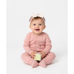 Bebeva Baby Kız Bebek %100 Pamuklu Tavşan Baskılı ve Fırfır Detaylı Bandanalı Tulum - Somon - 3 - 6 Ay