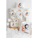 Bebewini Isme Özel Pamuk Baskılı 11'li Isimli Organik Bebek Hastane Çıkışı - 0 - 3 Ay - 01.Ekru