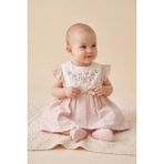 Bebezade Kız Bebek Yazlık Linen Flowers Nakış Detaylı Elbise - Pembe - 6 - 9 Ay