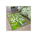 Bebişim Halı Trafik Yollu Çocuk Odası Halısı Yeşil