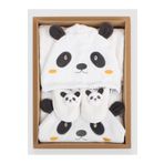 Bebitof Panda Desenli Bambu 0-24 Ay Bebek Bornoz Seti