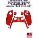 Beboncool 3in1 Ps5 Dualsense Dekoratif Çıta Analog Yükseltici Silikon Kılıf Joystick Koruyucu Kit - Kırmızı