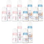 Bebsi Mavi Pembe 250 ml + 125 ml Karma 6'lı Cam Biberon Seti