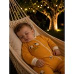 Becalm Online Müslin %100 Organik Pamuk - Uniseks Bebek Mevsimlik Uyku Tulumu Fermuarlı - Kuzu Nakışlı - Hardal - 1 - 1,5 Yaş