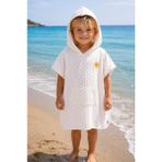 Becalm Online Organik Pamuk Müslin - Nakışlı Bebek / Çocuk Panço - Bornoz - Havlu - Kurulama - Plaj Giyim - Havuz - Hardal Noktalı - 3 - 8 Yaş