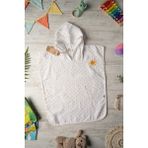 Becalm Online Organik Pamuk Müslin - Nakışlı Bebek/çocuk Panço - Bornoz - Havlu - Kurulama - Plaj - Havuz - Hardal Noktalı - 3 - 8 Yaş