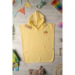 Becalm Online Organik Pamuk Müslin - Nakışlı Bebek/çocuk Panço - Bornoz - Havlu - Kurulama - Plaj - Havuz - Sarı - 3 - 8 Yaş