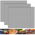 Becanno 3 adet ızgara matı, yapışmaz siyah barbekü ızgara matı, tekrar kullanılabilir, ızgara, file, teflon, ızgara, file mat, ısıya dayanıklı, pişirme aksesuarı, mangal, et, sebze, pişirme, deniz ürünleri için