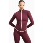 Because Of Alice Base Contrast Trim Zip Up Jacket Şekillendirici Kontrast Detaylı Kadın Ceket - Bordo - XL