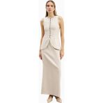 Because Of Alice Mid Rise Linen Keten Maxi Kadın Etek - Açık Kahverengi