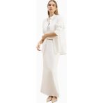 Because Of Alice Mid Rise Linen Keten Maxi Kadın Etek - Beyaz
