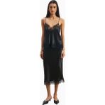 Because Of Alice Satin Lace Detail Midi 90's Stil Flared Kadın Etek - Siyah - XL