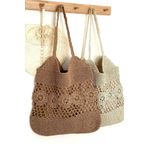 BECCASTYLE Tote Çanta, Örgü Hasır Çanta, Büyük Omuz Çantası, Çiçekli Çanta, Yazlık Makrome Çanta, Plaj Çantası