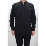 Becces Fistan Store Erkek Düz Spor Kesim Dar Kalıp Cepsiz Uzun Kollu Yazlık Keten Gömlek - Siyah - 2XL